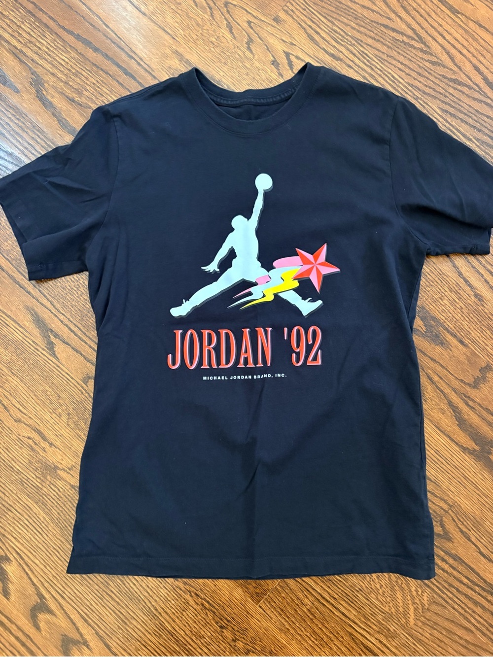 Jordan Black Short Sleeve Tee with Retro Jumpman and Color Burst